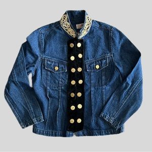 1980’s-90’s Stefano International gold Indian head double front denim jacket